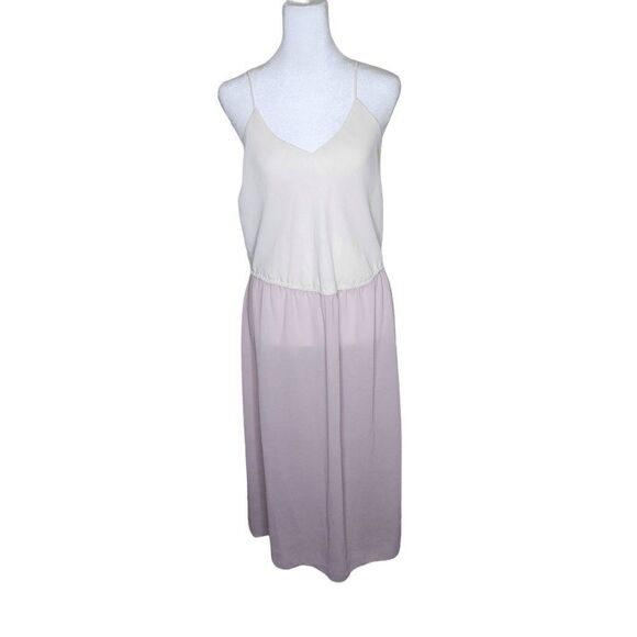 Vintage 70s Spaghetti Straps Slip Dress Womens Size 12 Pink White - Picture 1 of 7